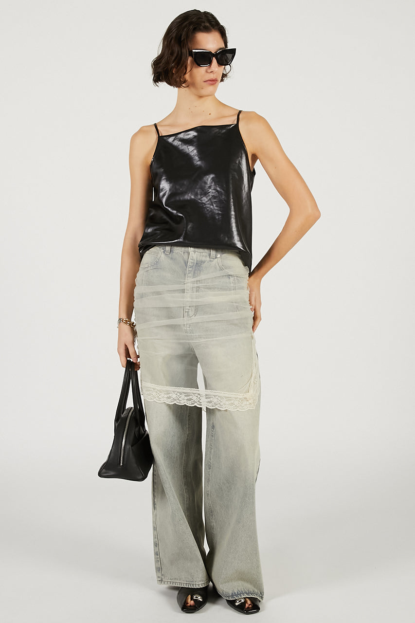 tulle skirt layered denim