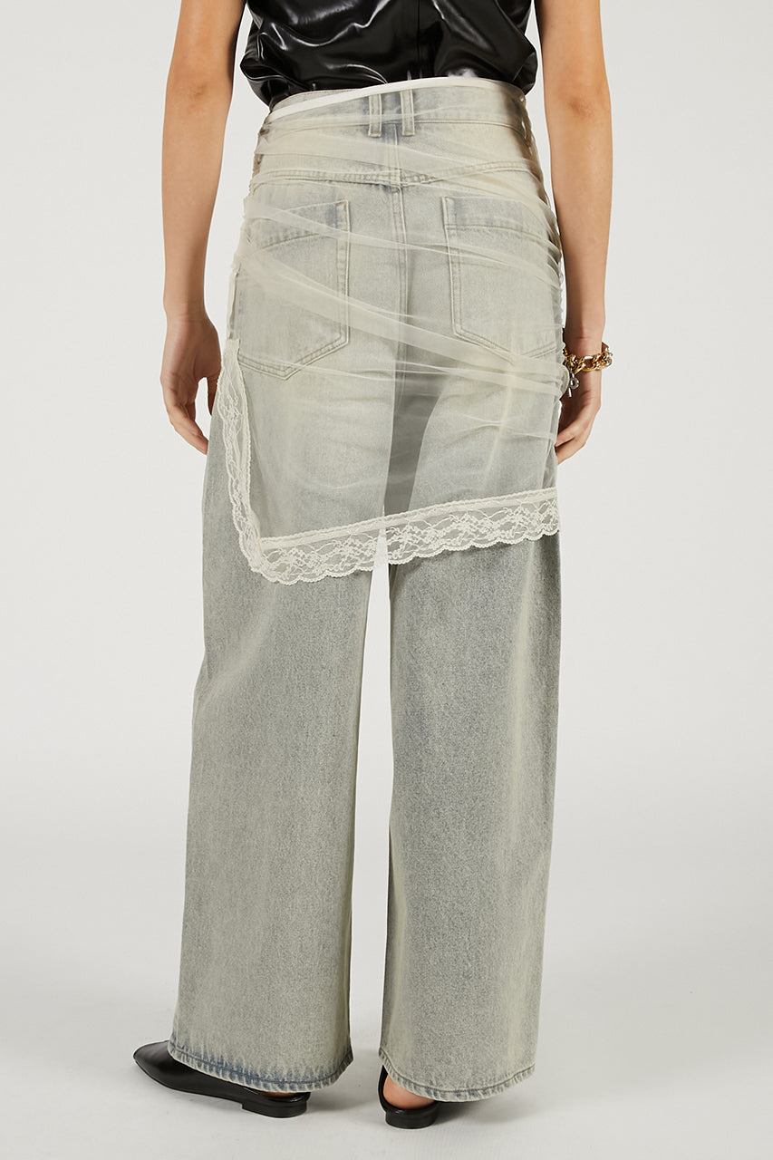 tulle skirt layered denim