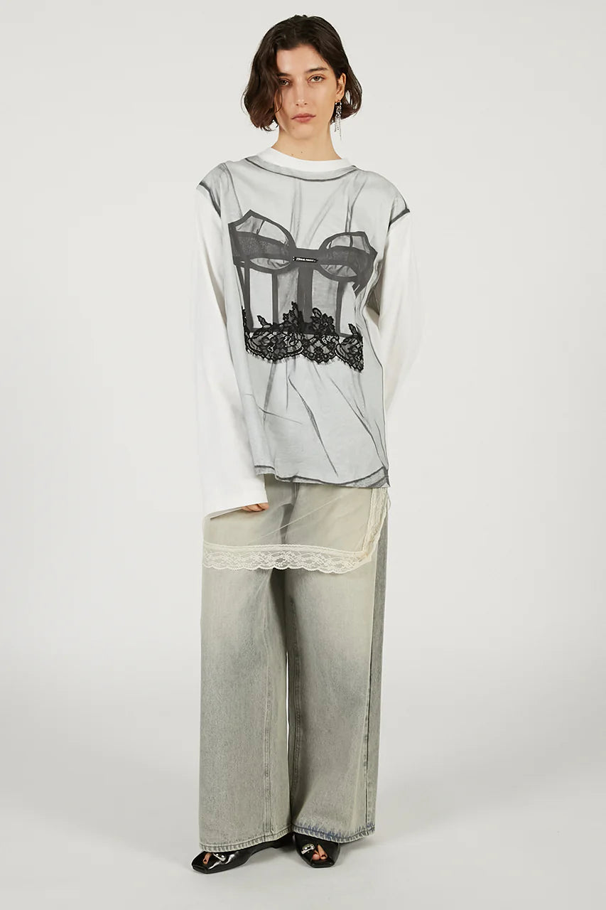 tulle skirt layered denim