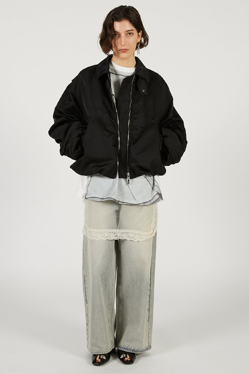 tulle skirt layered denim