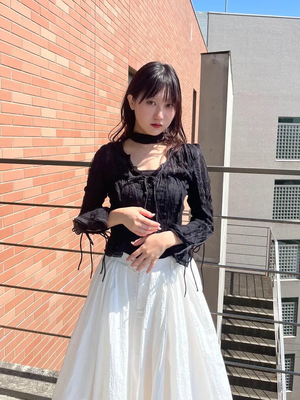 sheer dot slim shirt