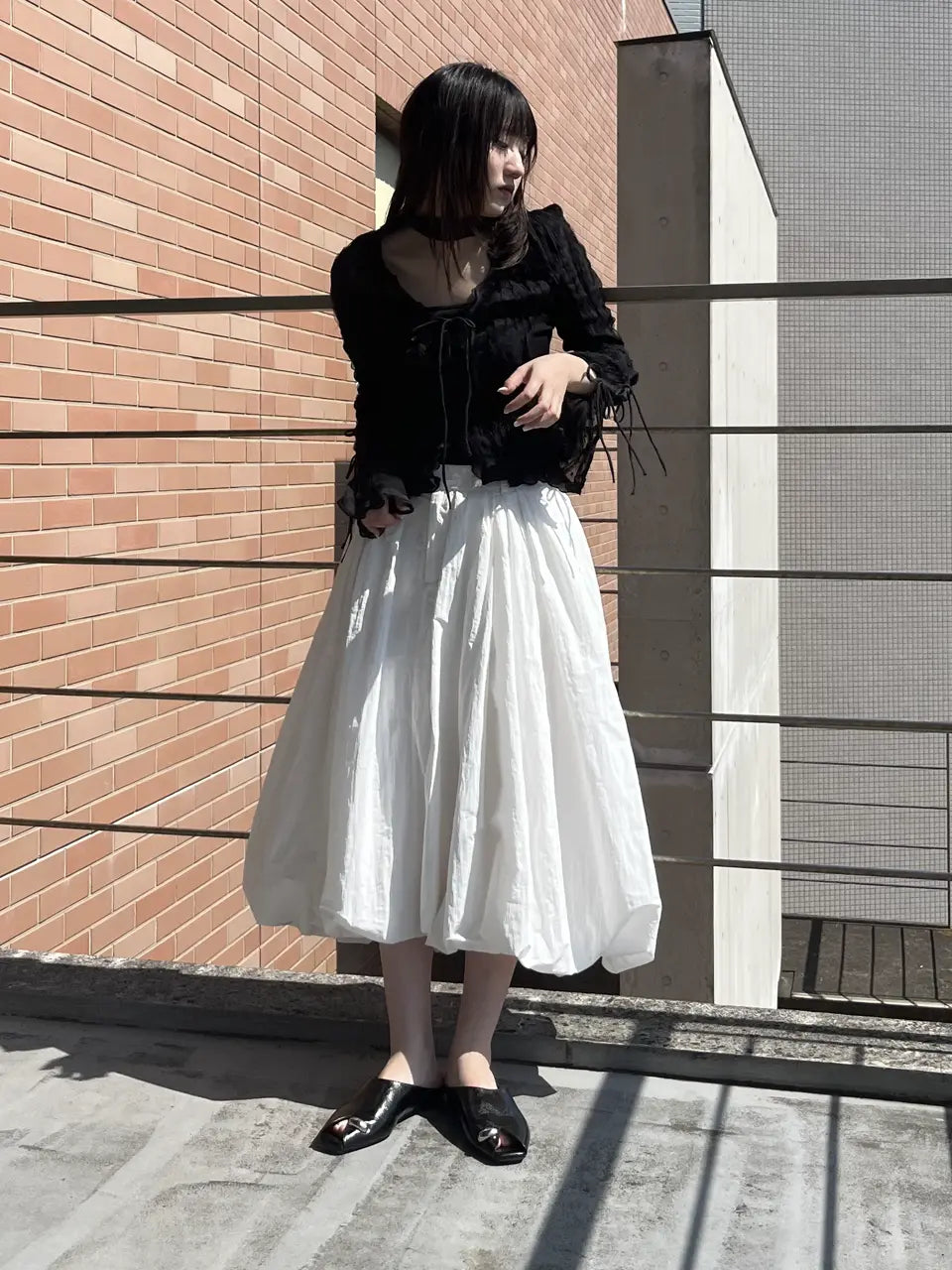 sheer dot slim shirt