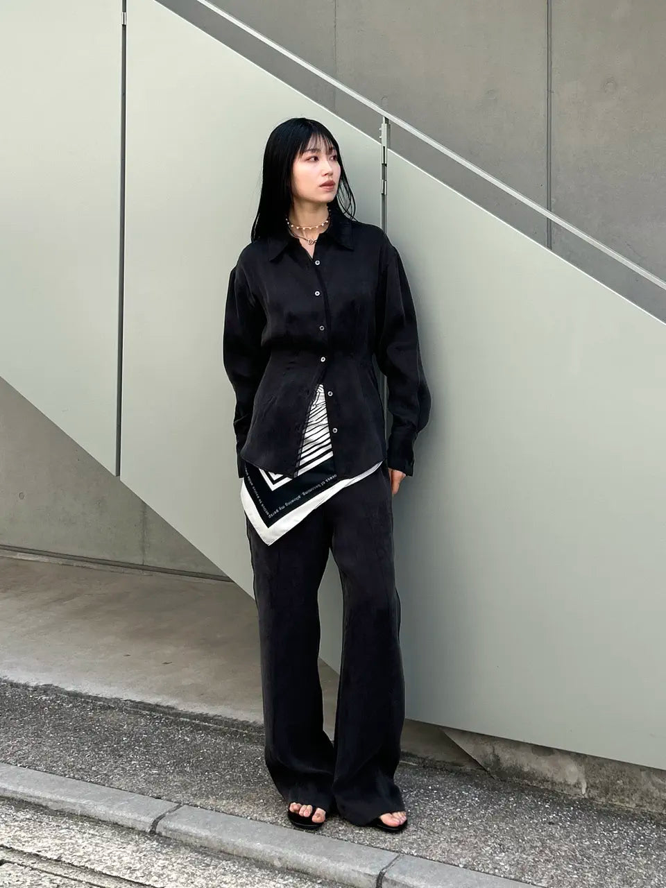 satin cinched waist shirt