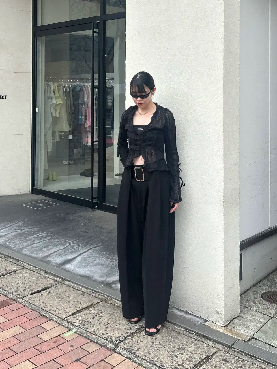 sheer dot slim shirt