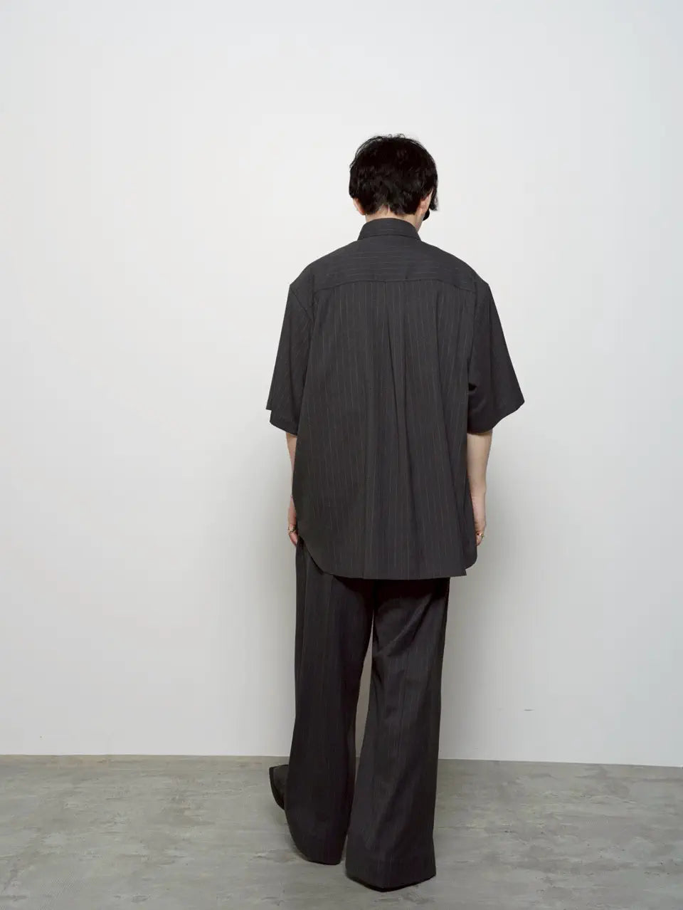airy striped gabardine prime-over short-sleeved shirt