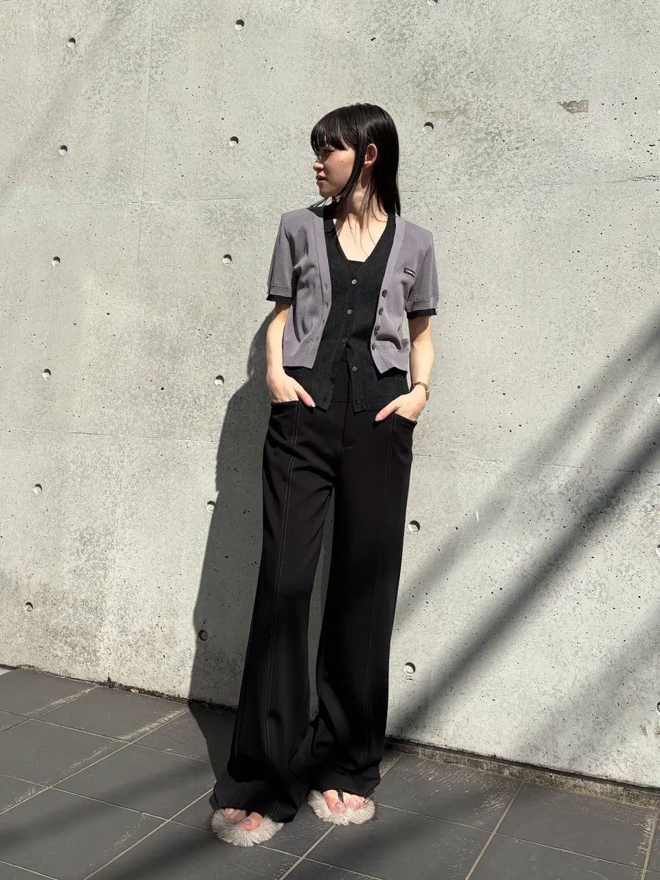 double front knit cardigan