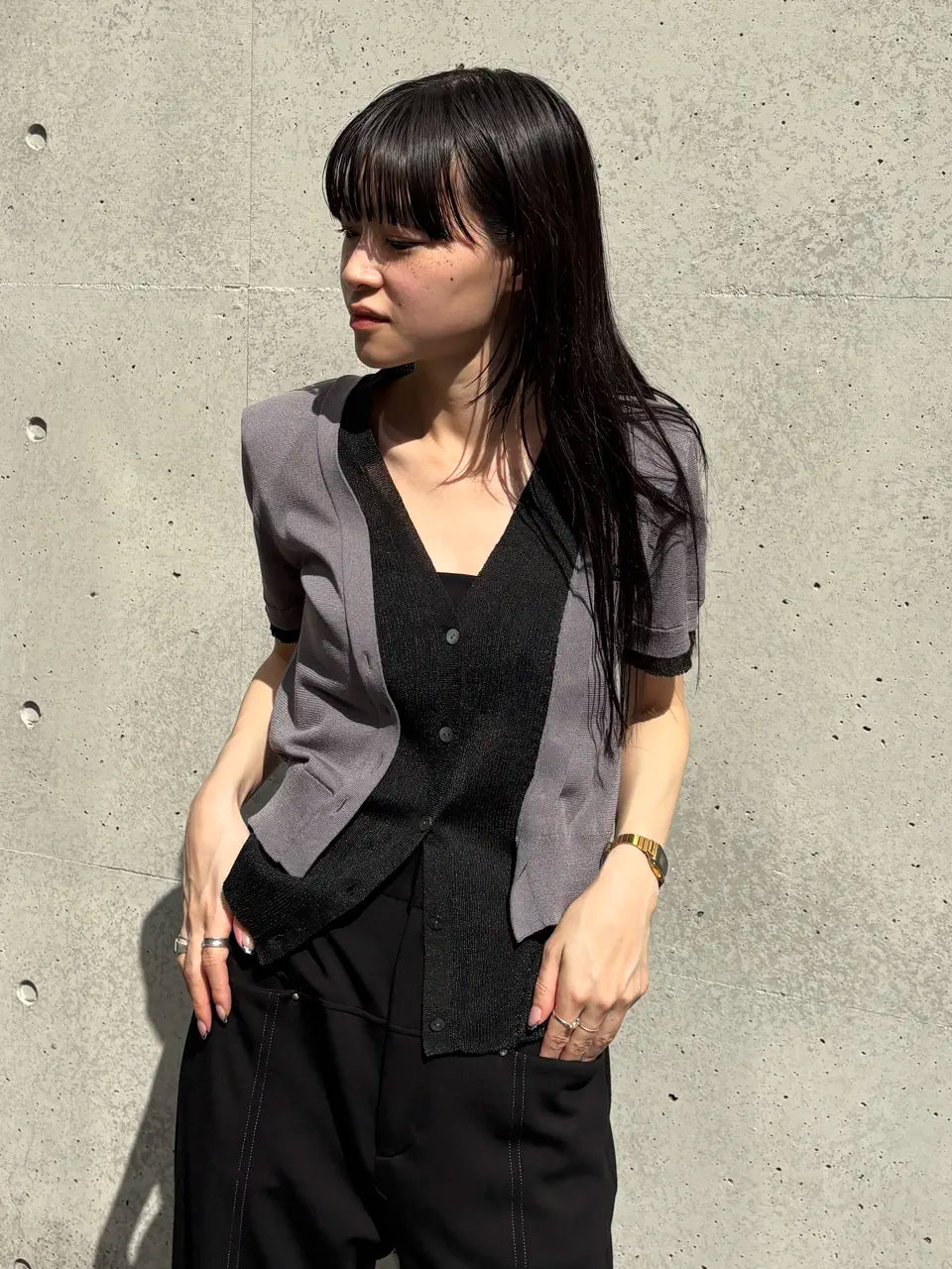 double front knit cardigan