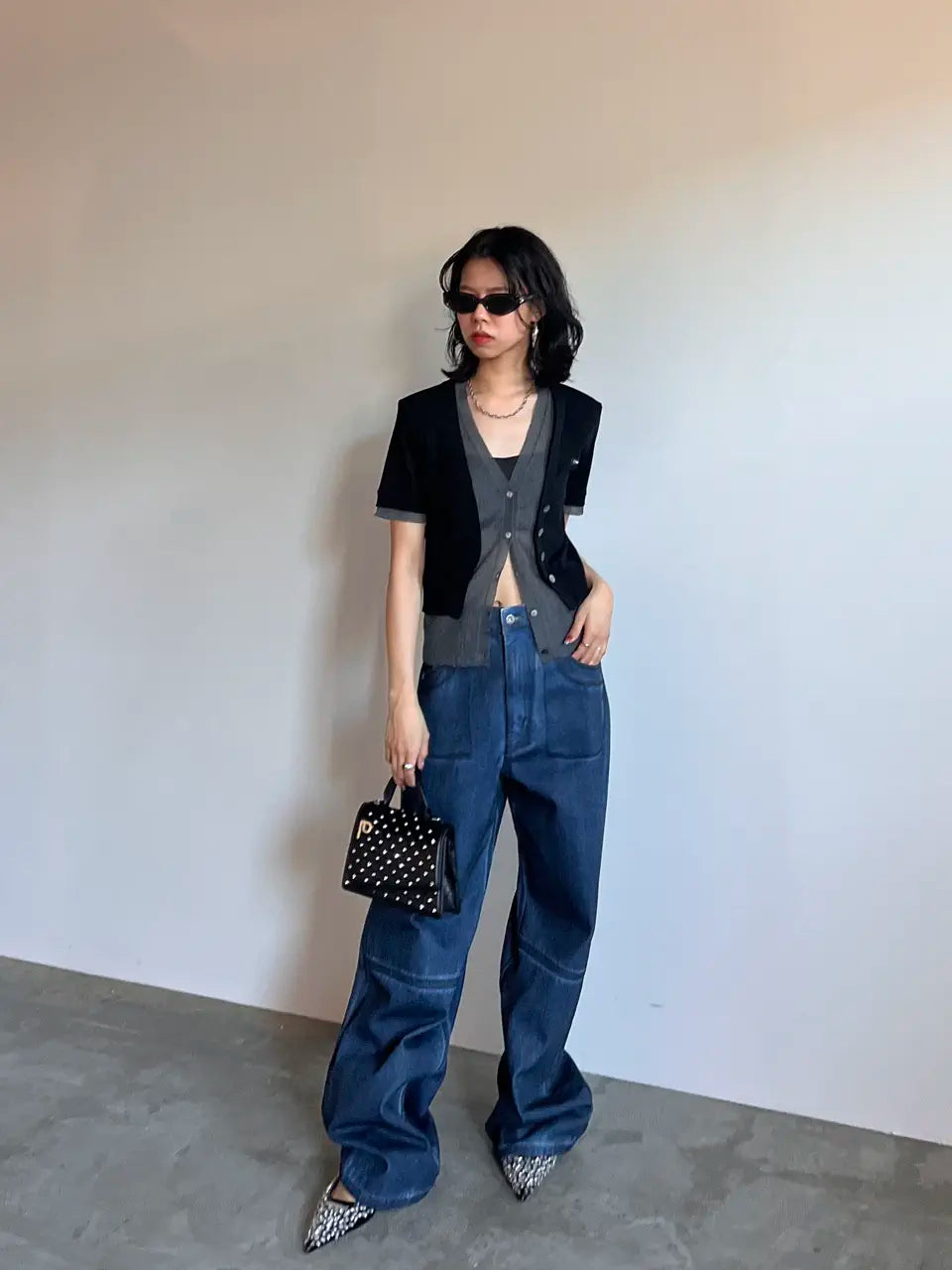 double front knit cardigan