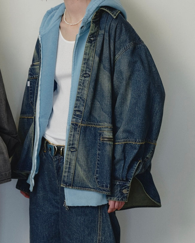 over size denim shirt