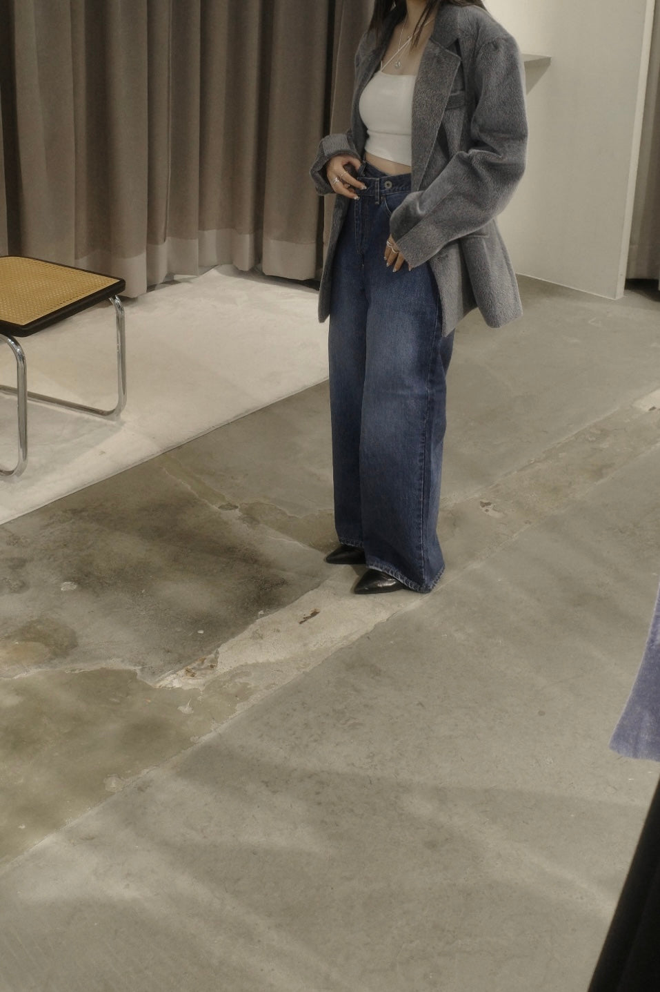 denim asymmetric pants