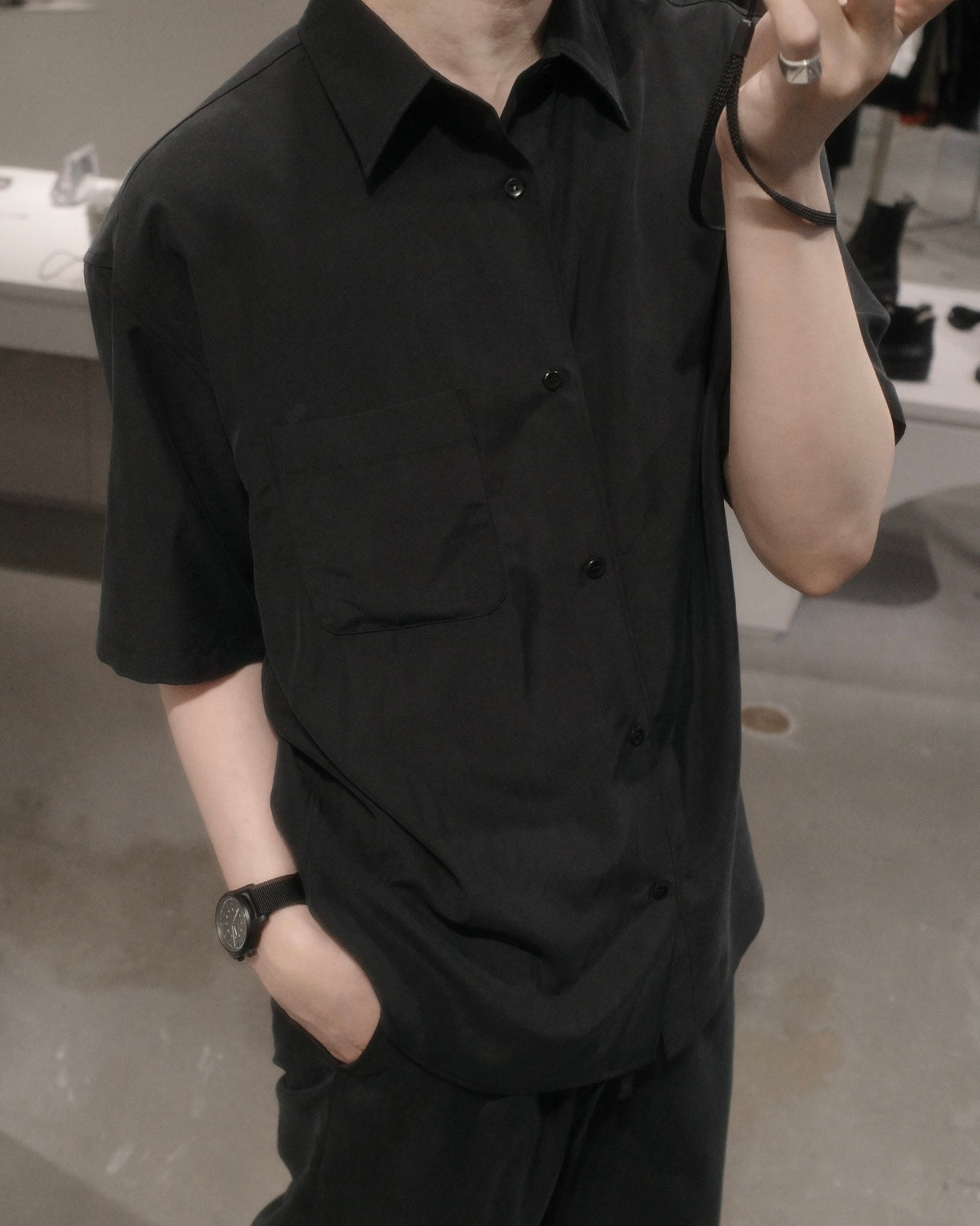 t/r powder cloth / short/s regular collar shirt