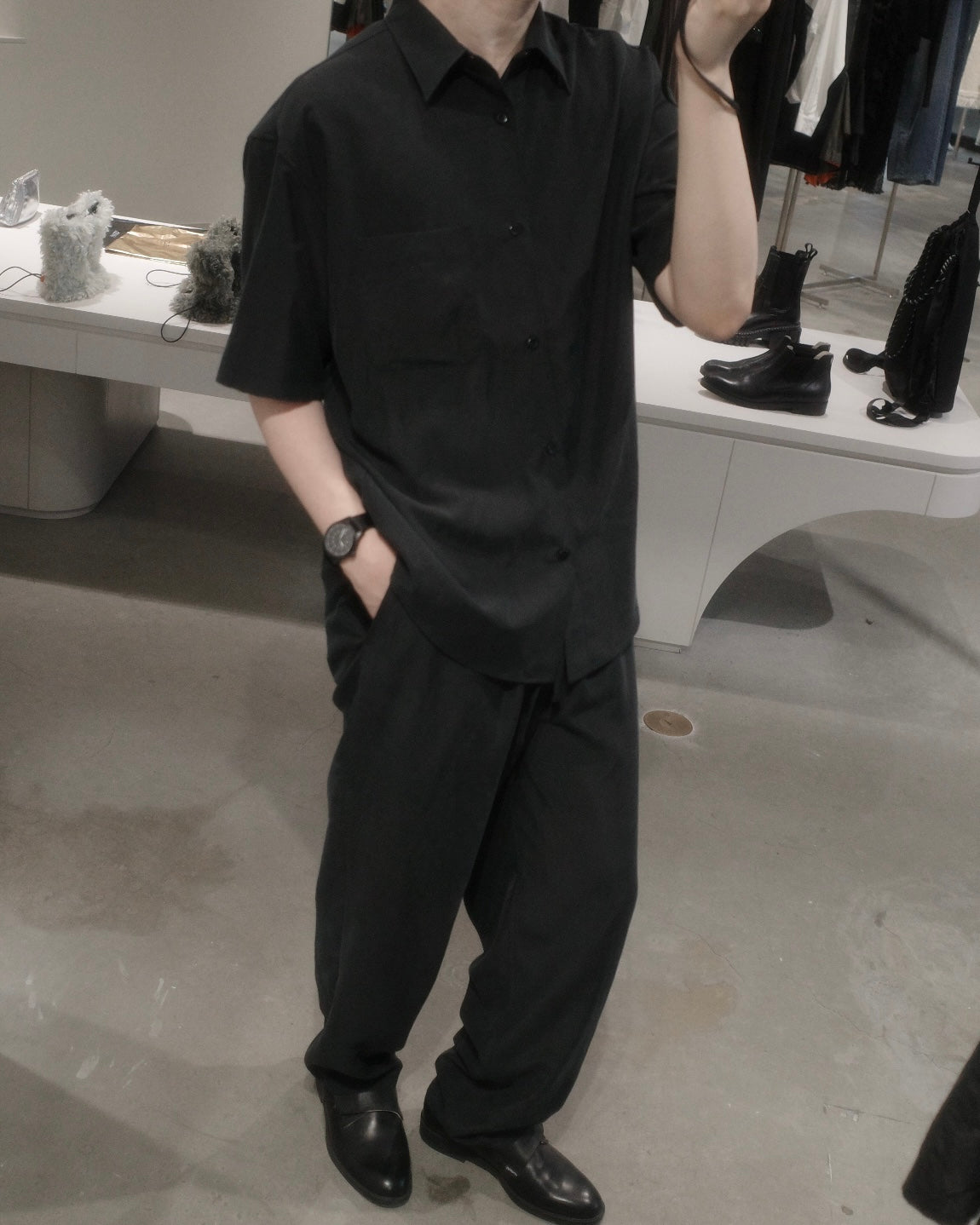 t/r powder cloth / short/s regular collar shirt
