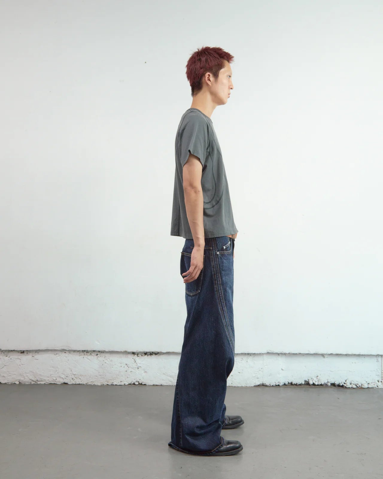 3d curved voluminous leg jeans - faded indigo