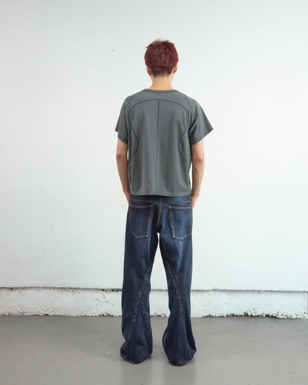 3d curved voluminous leg jeans - faded indigo