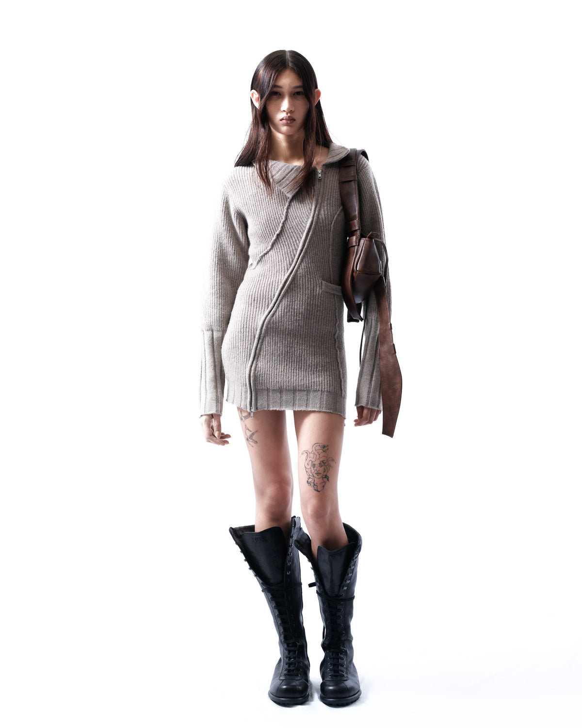 double zip knit dress
