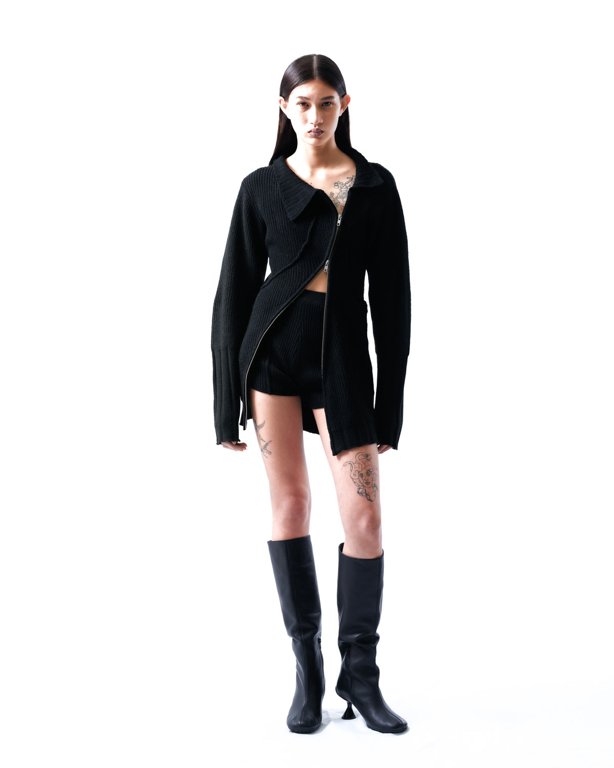 double zip knit dress