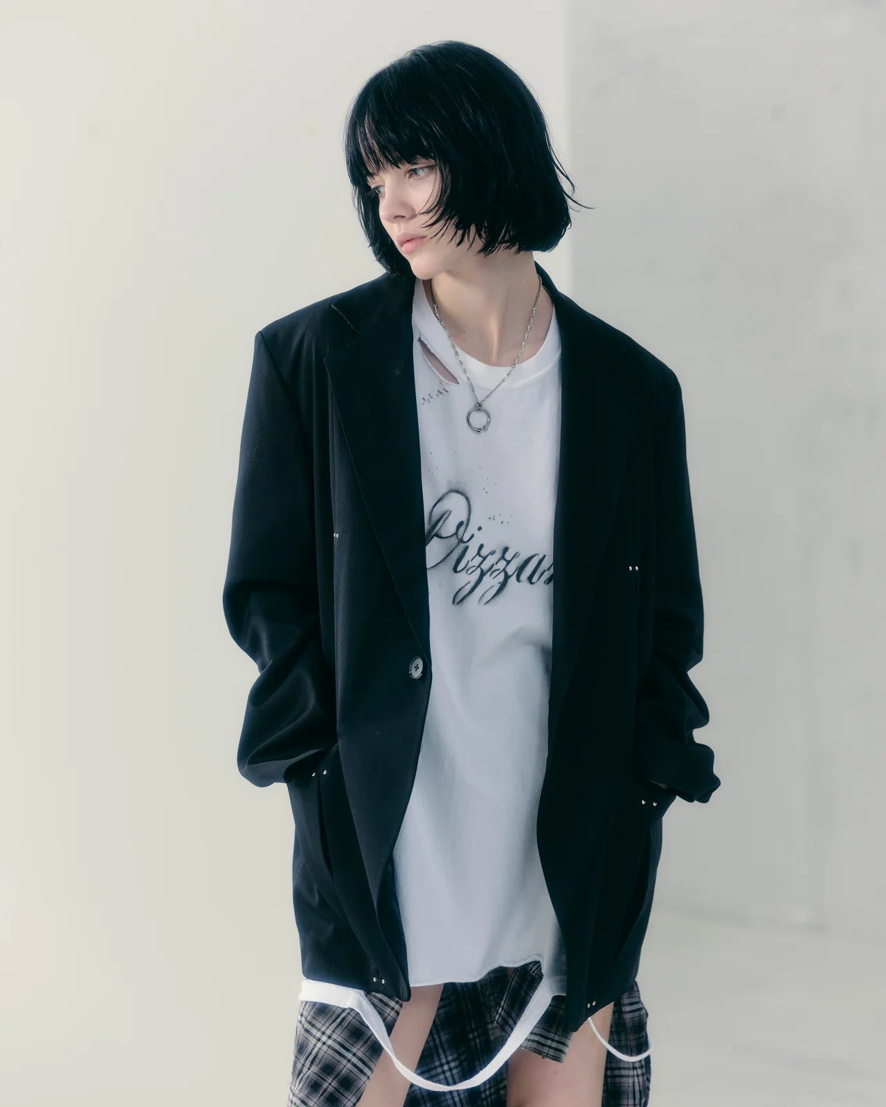 studded motion pleat gab jacket