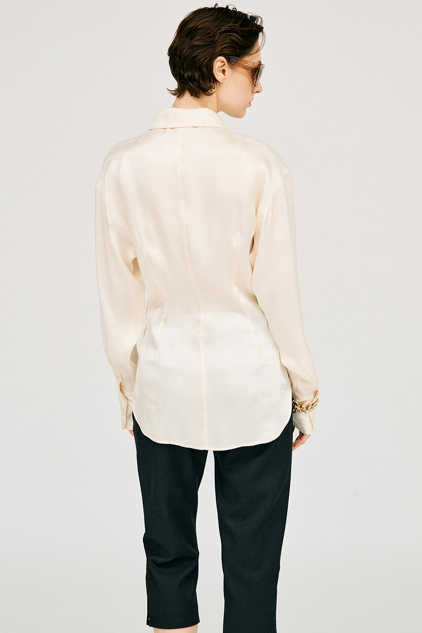 satin cinched waist shirt