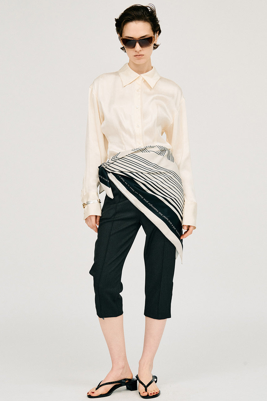 satin cinched waist shirt