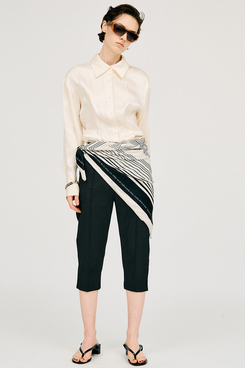 satin cinched waist shirt