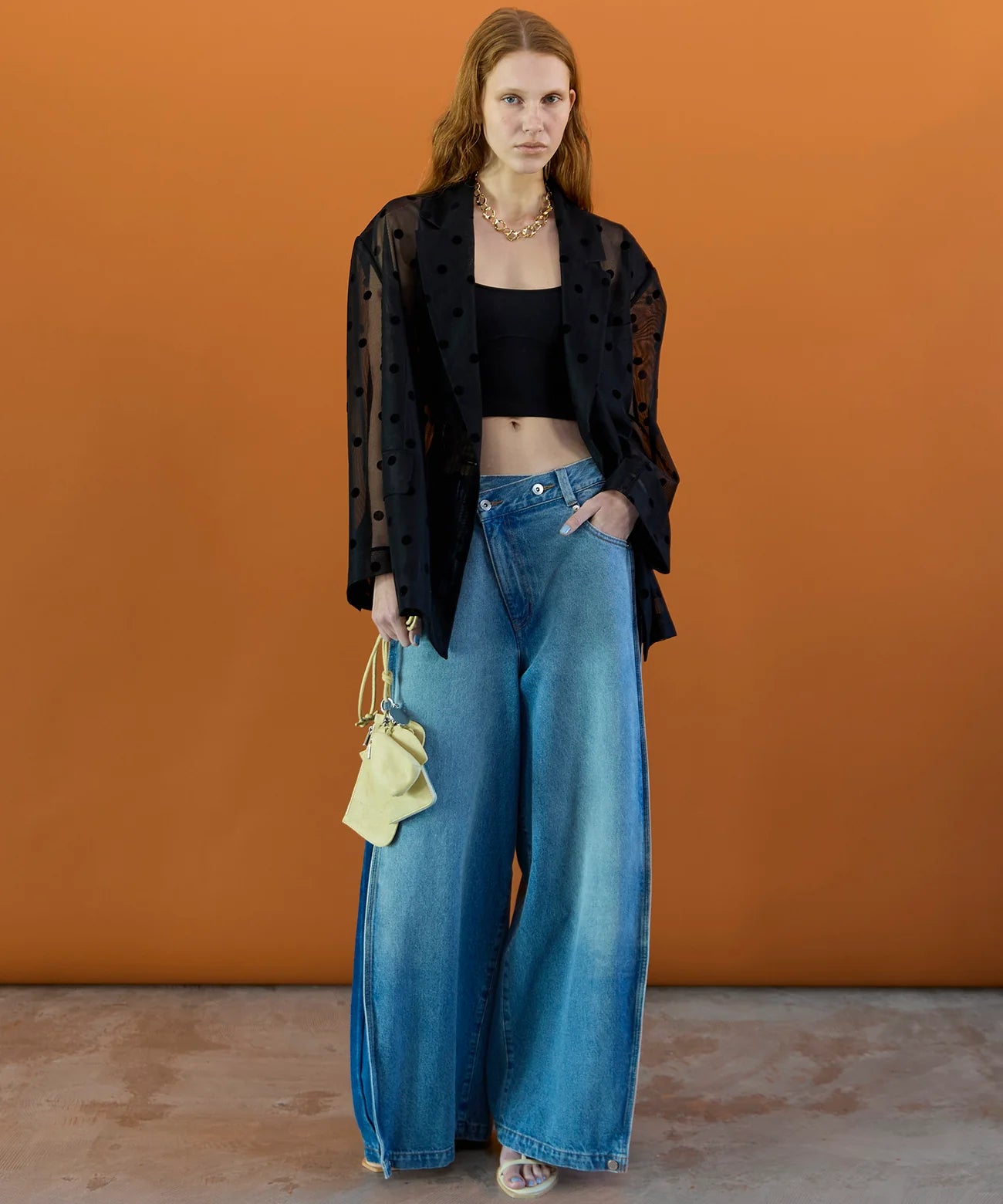 side-tuck cocoon denim pants