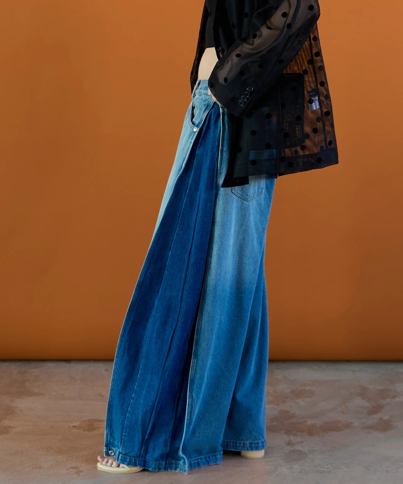 side-tuck cocoon denim pants