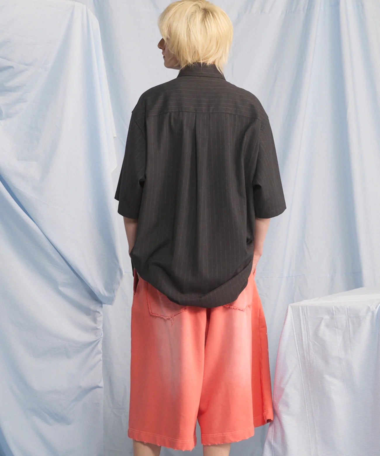 airy striped gabardine prime-over short-sleeved shirt