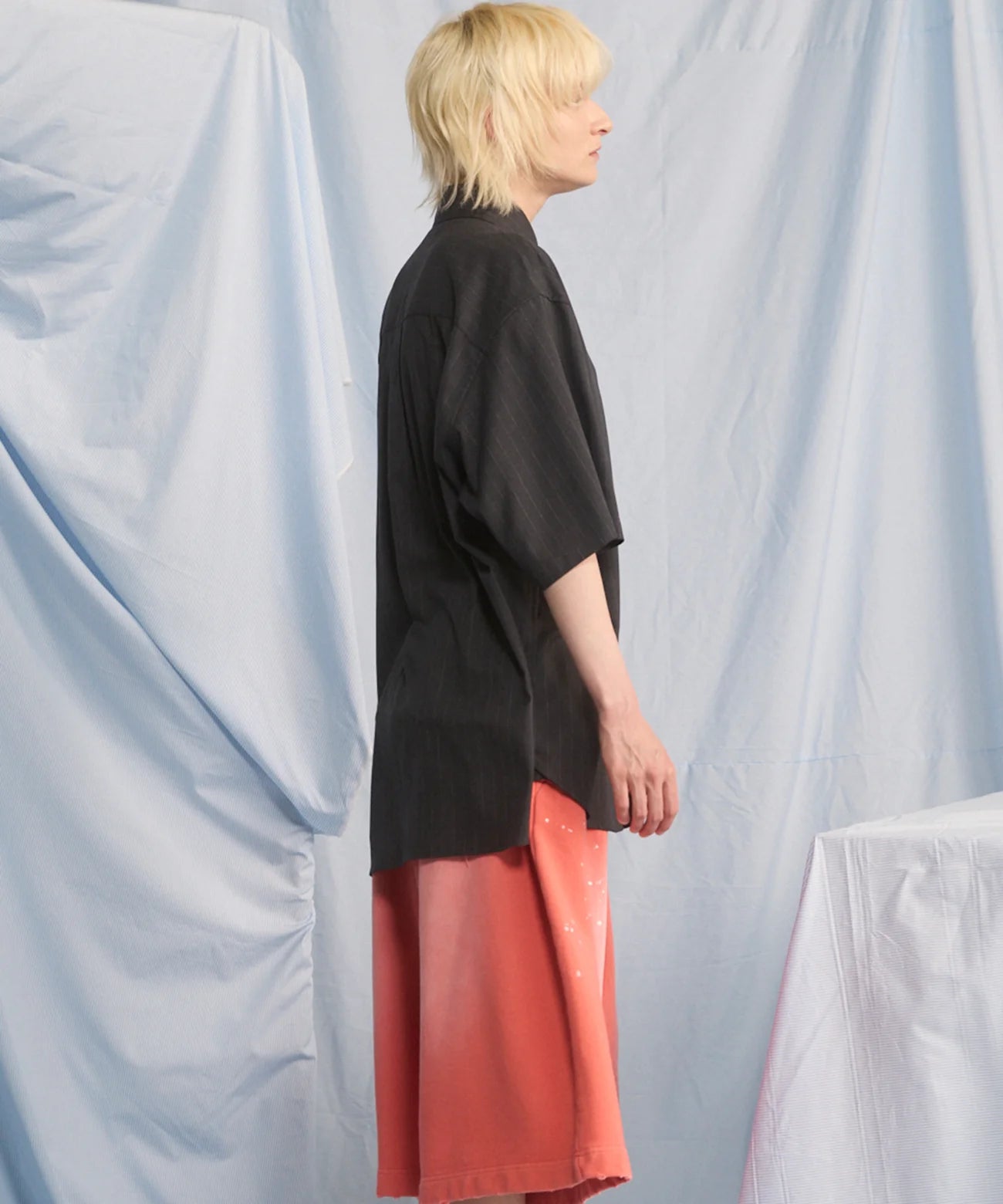 airy striped gabardine prime-over short-sleeved shirt