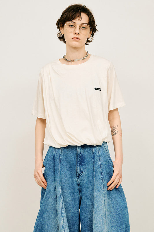 slub balloon hem t-shirt