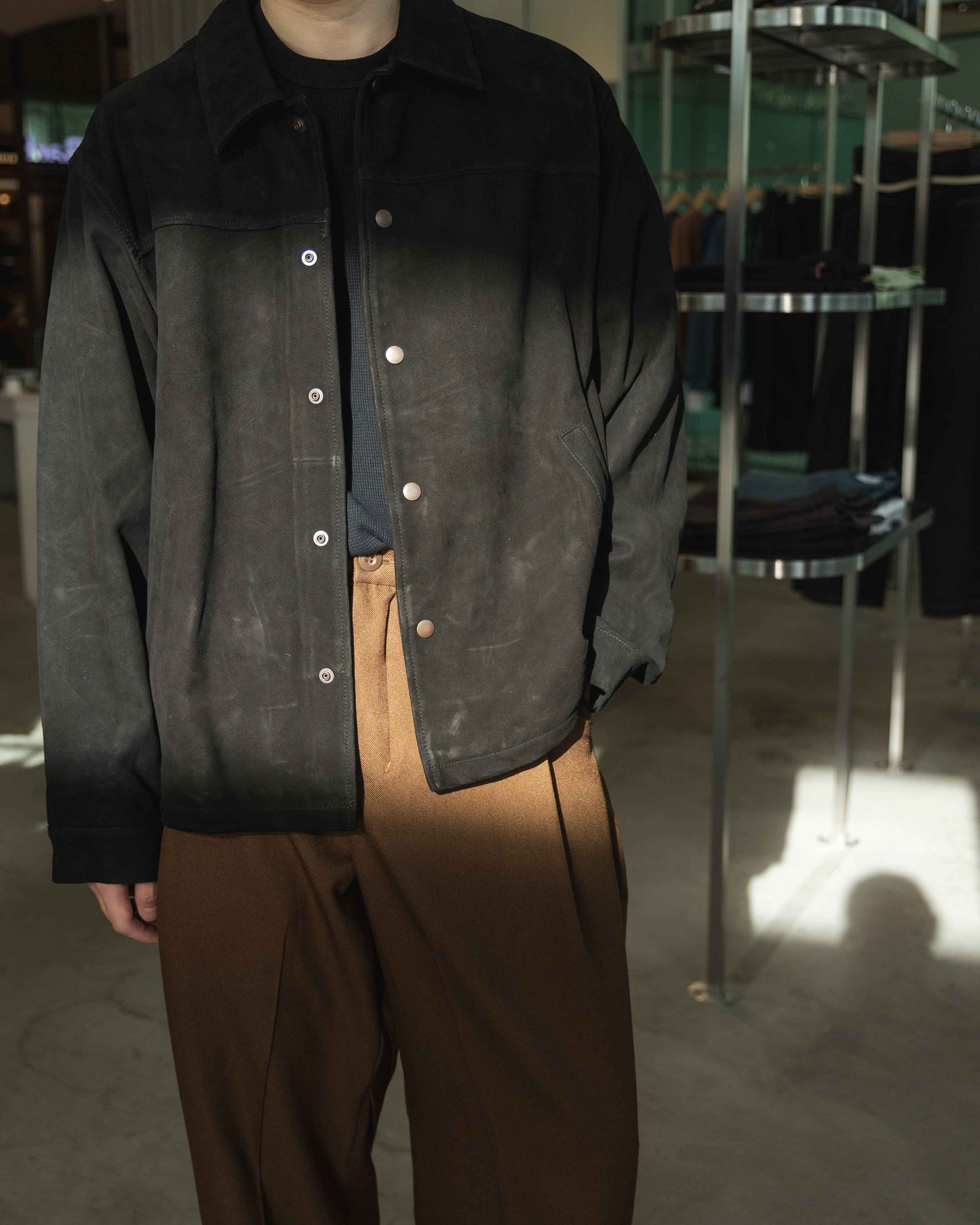 leather blouson jacket