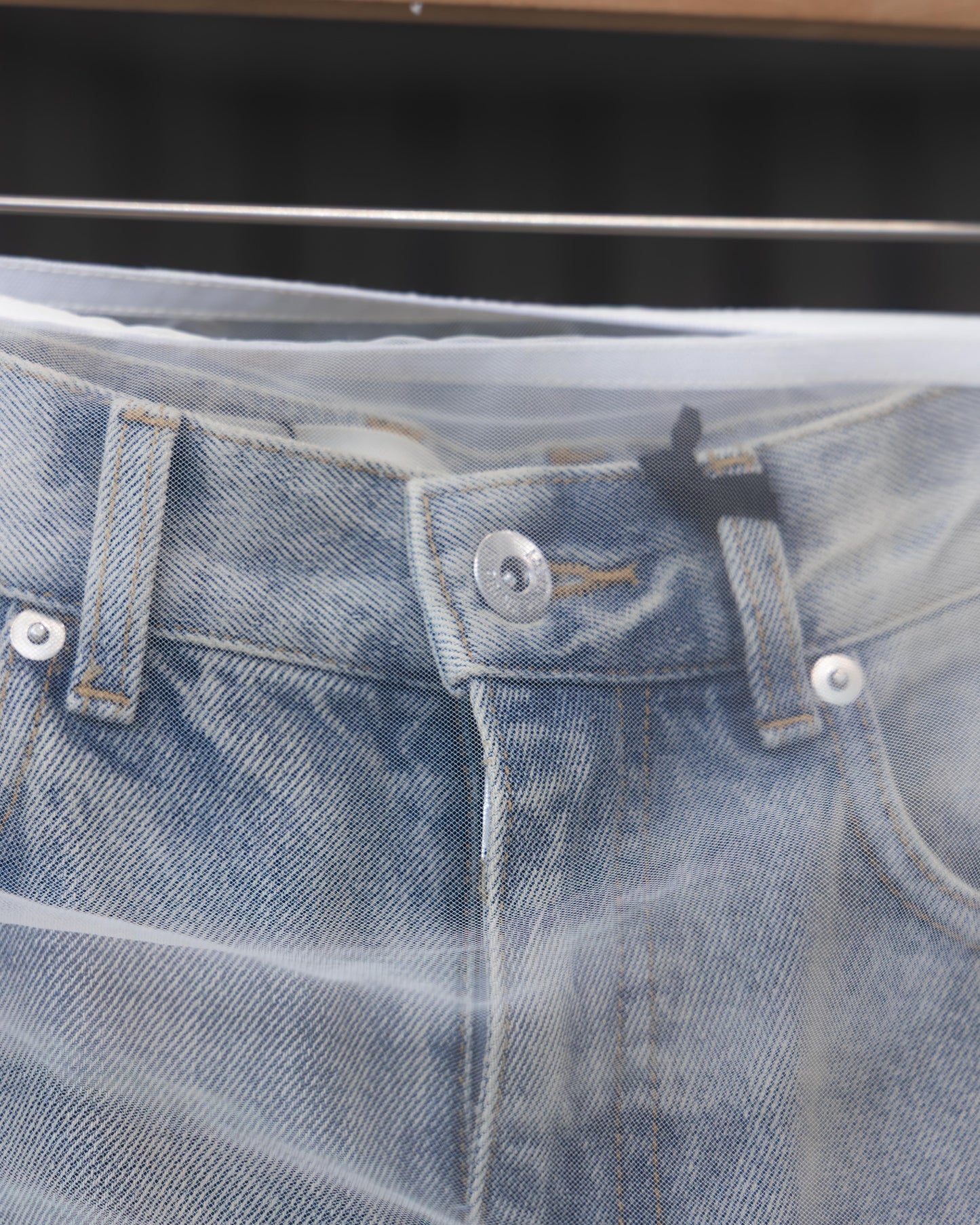 tulle skirt layered denim