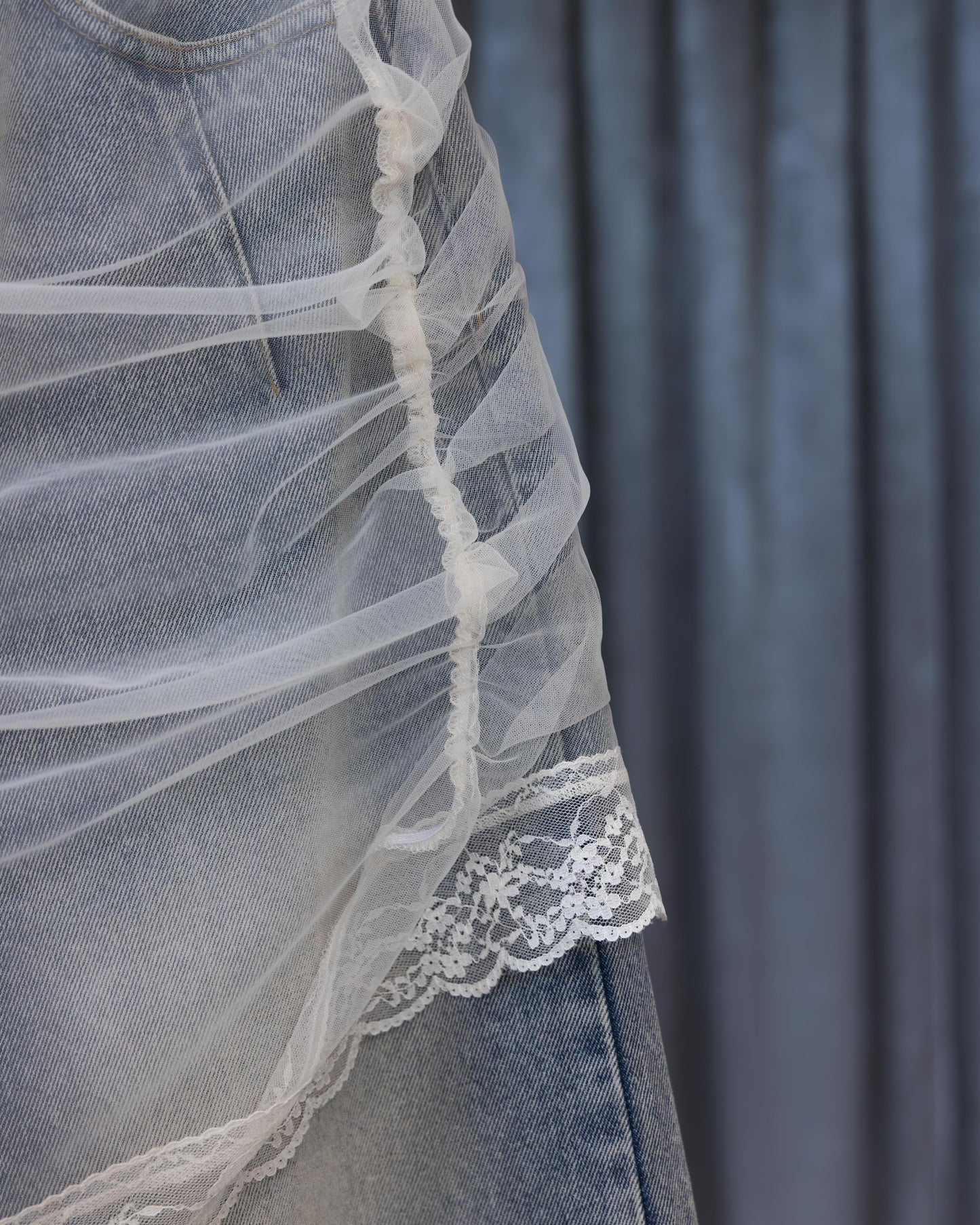 tulle skirt layered denim