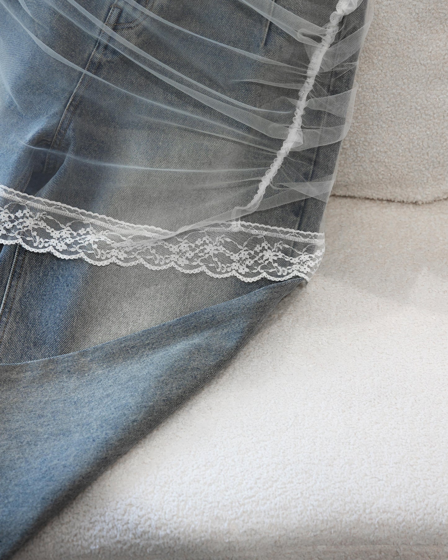 tulle skirt layered denim