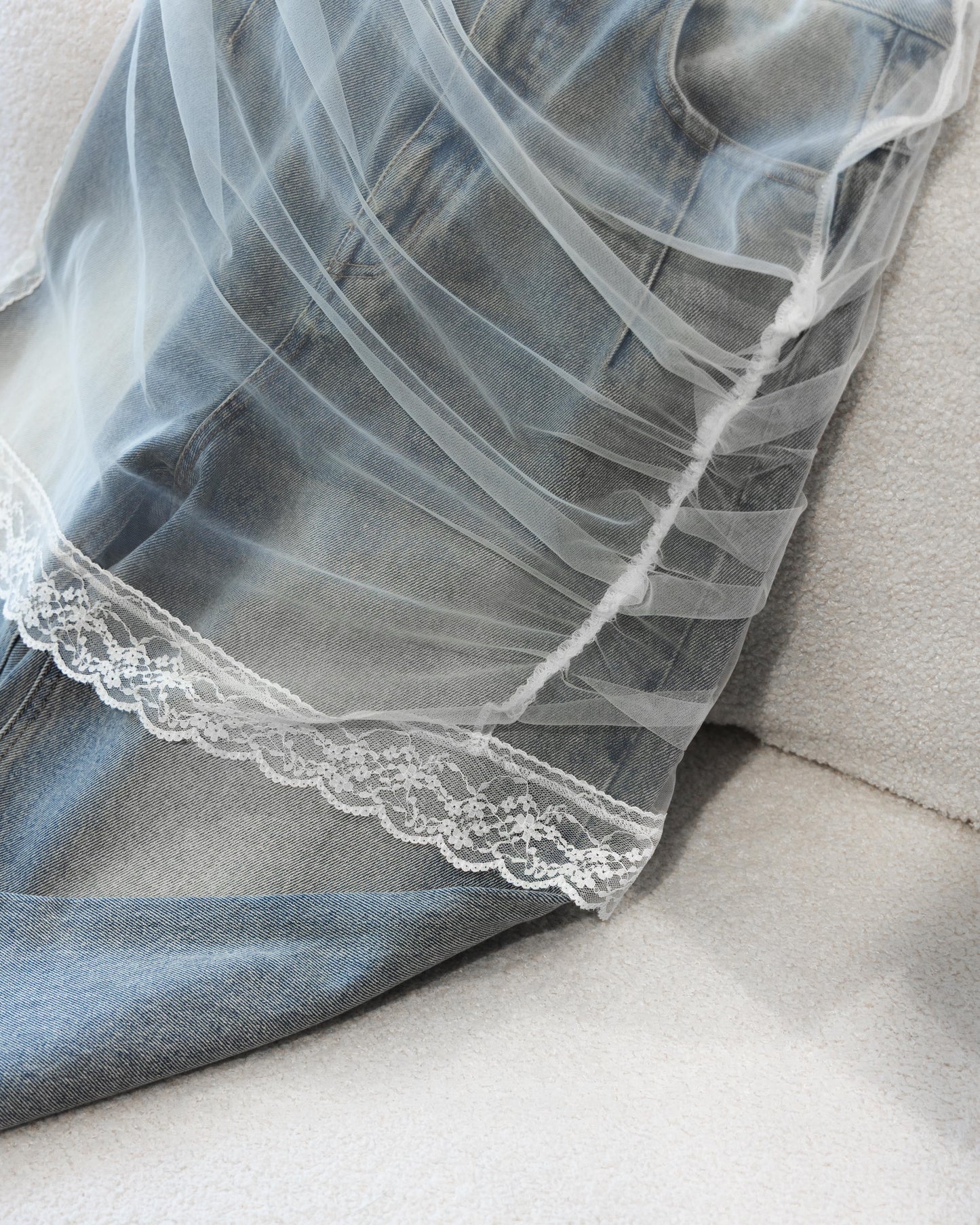 tulle skirt layered denim