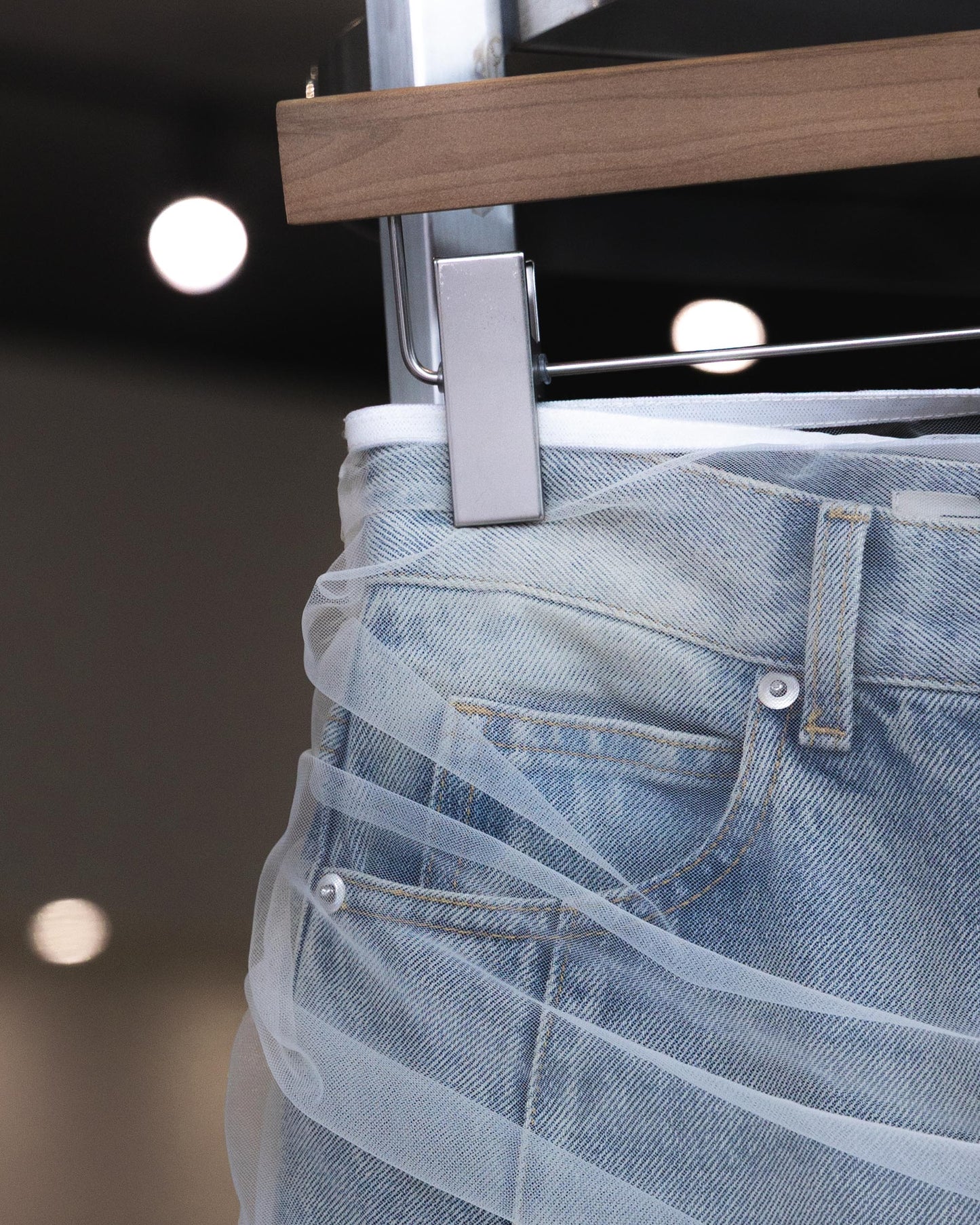 tulle skirt layered denim