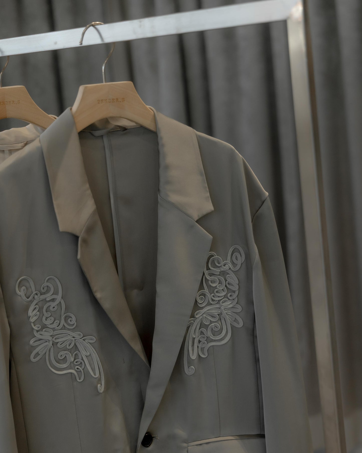 embroidered satin jacket