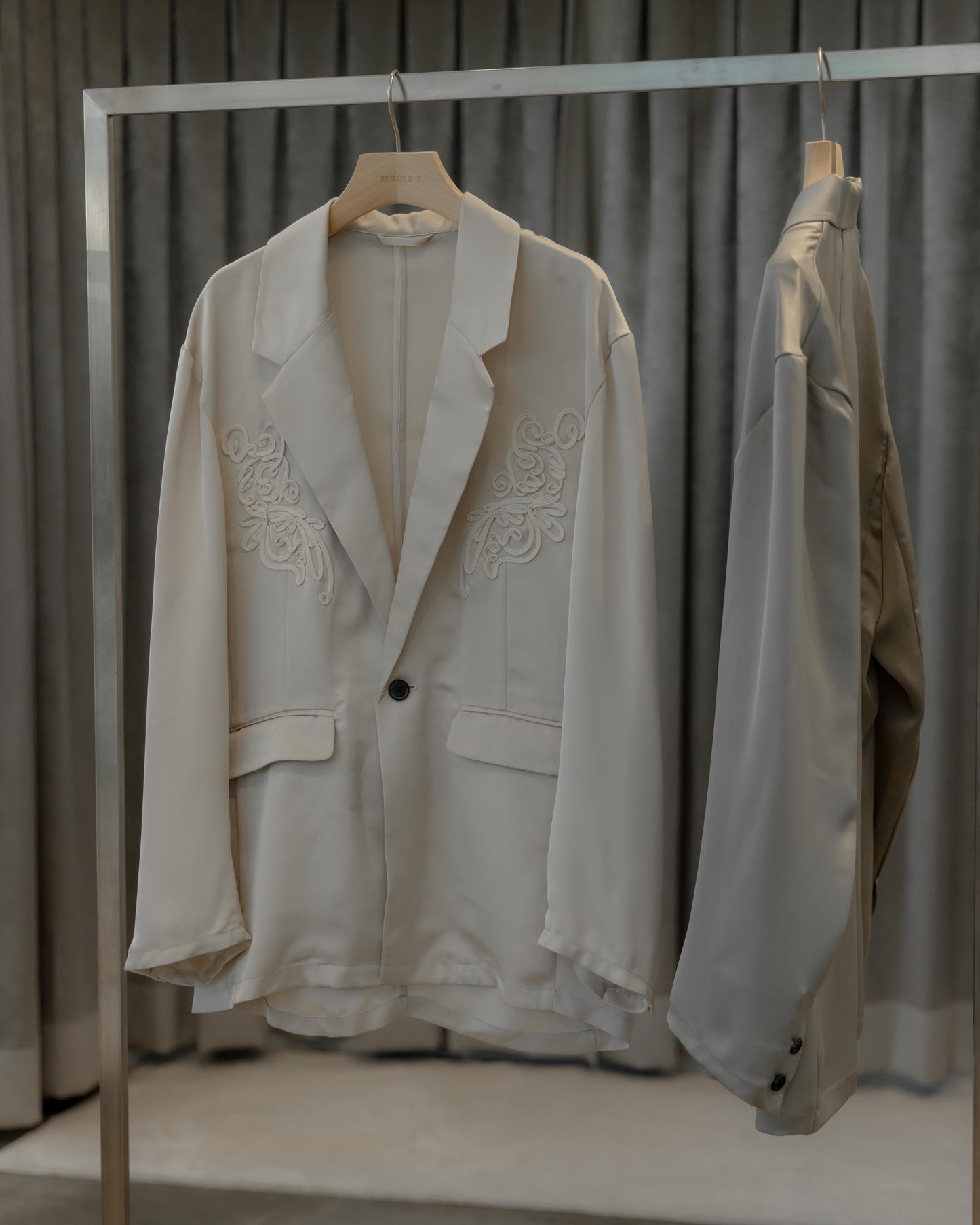 embroidered satin jacket