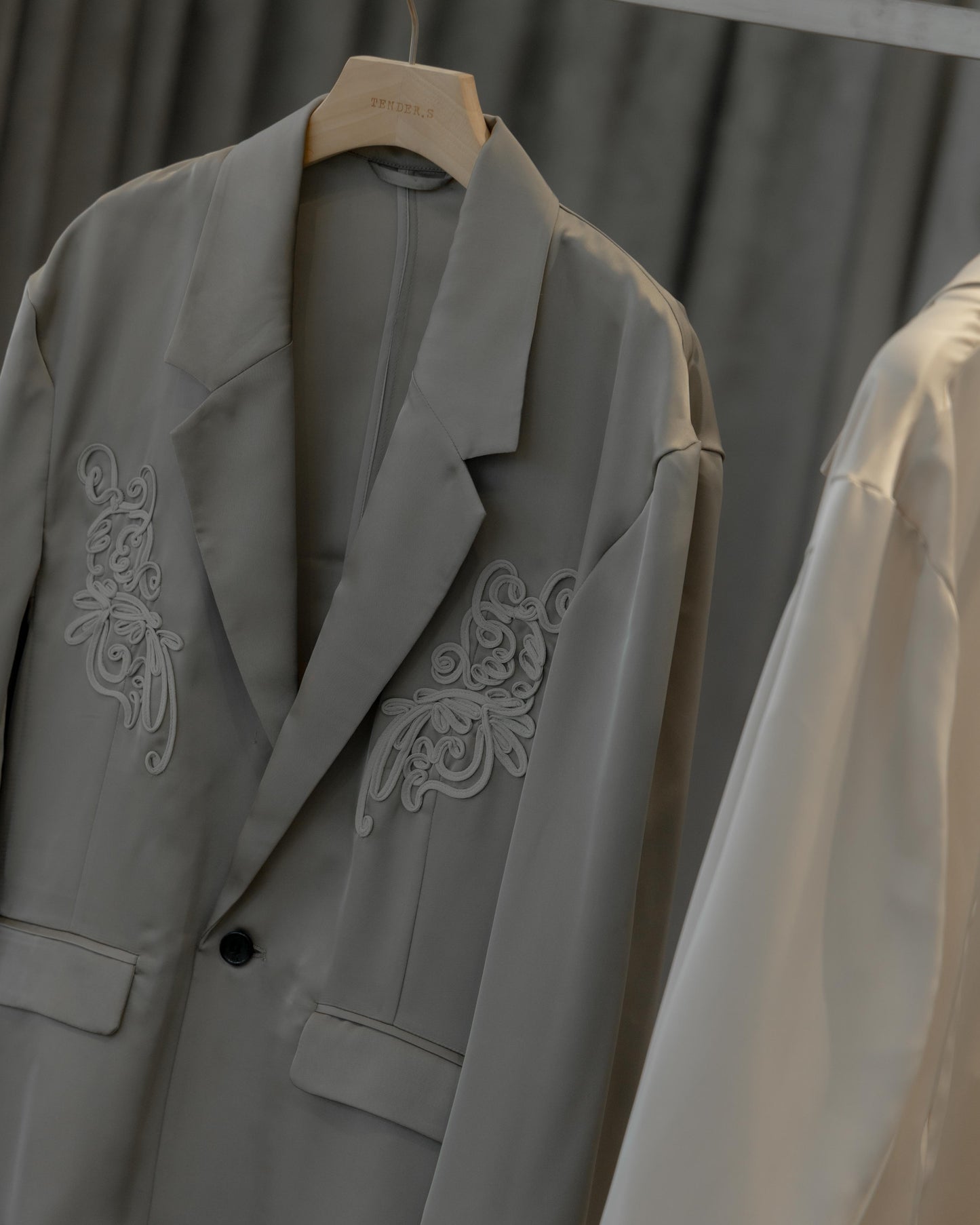 embroidered satin jacket