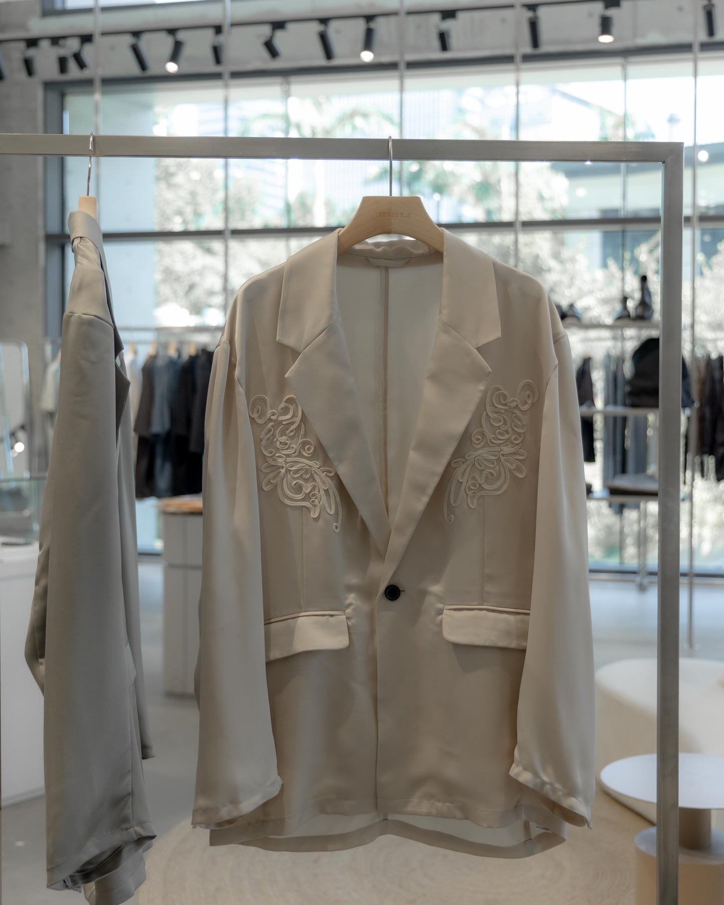 embroidered satin jacket