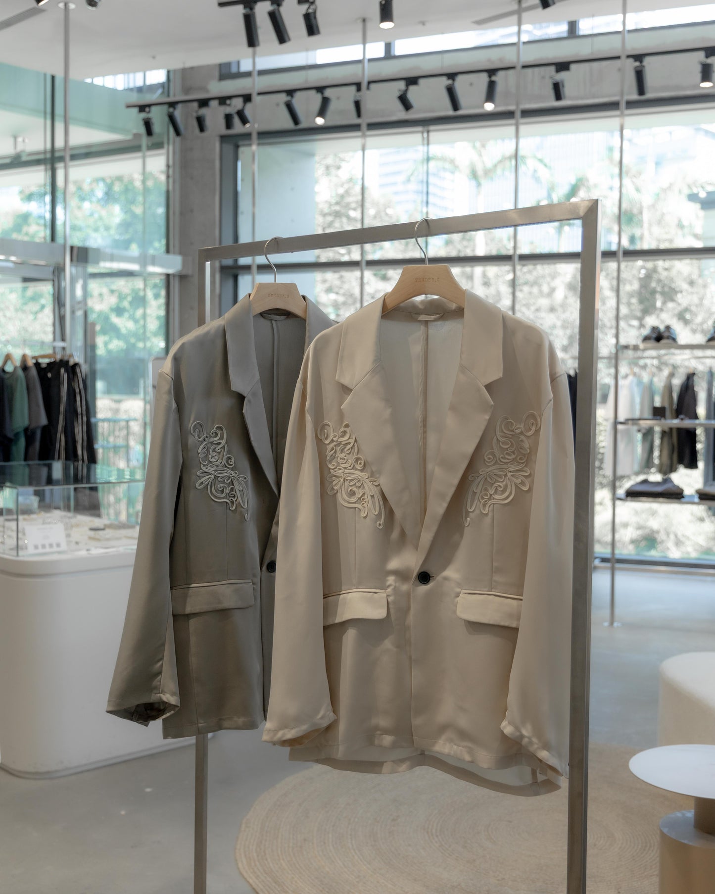 embroidered satin jacket