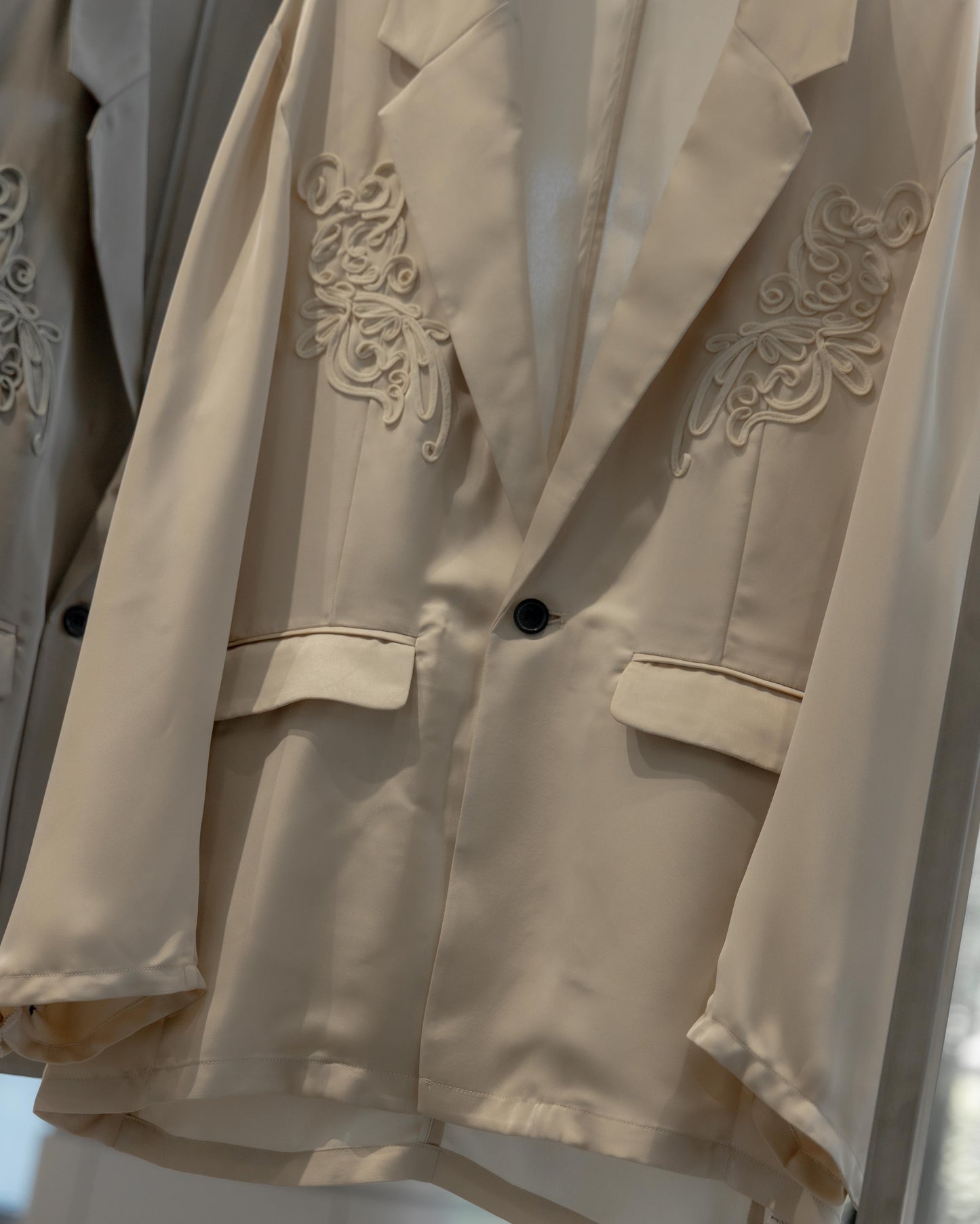 embroidered satin jacket