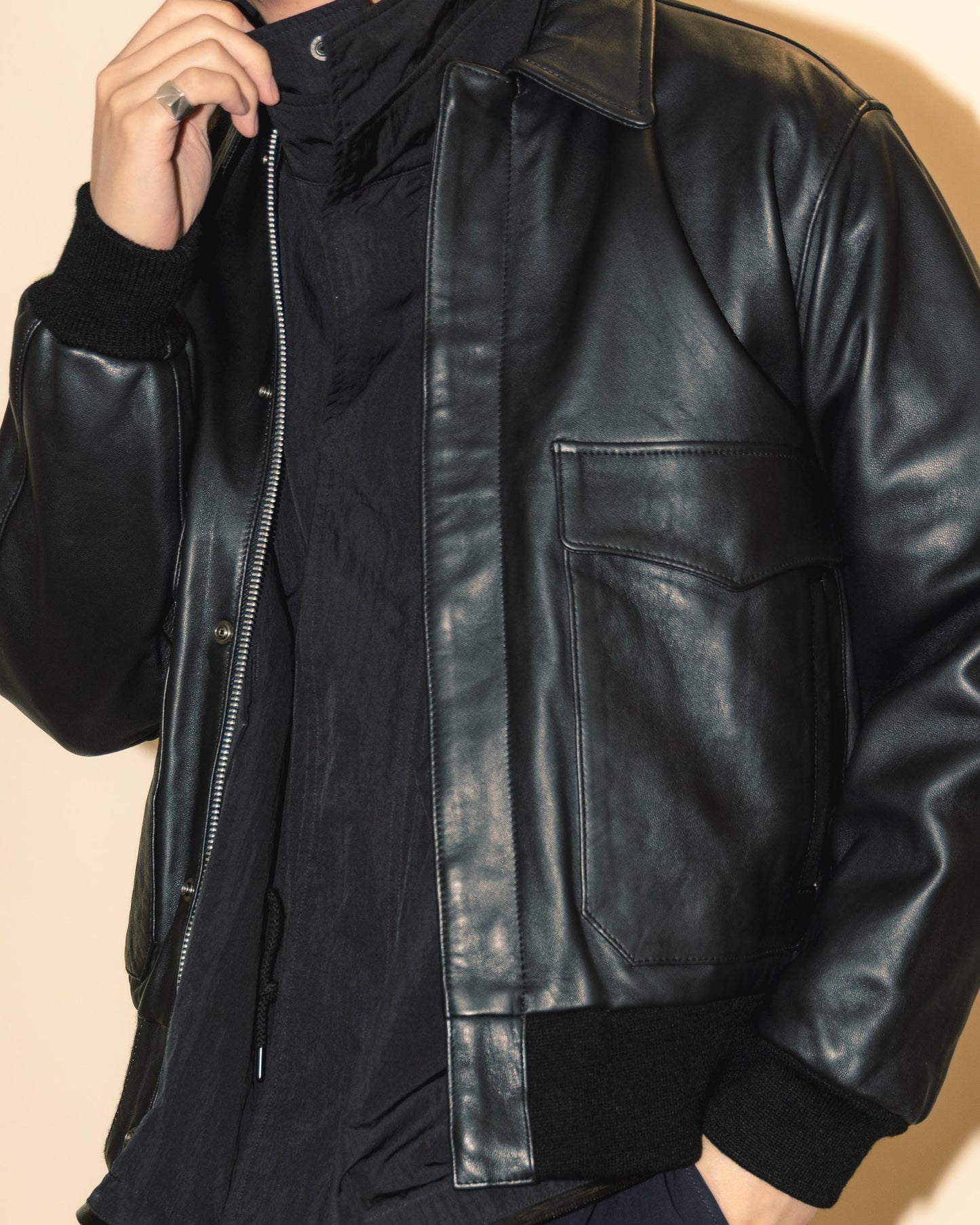 antique hair sheep leather light jacket