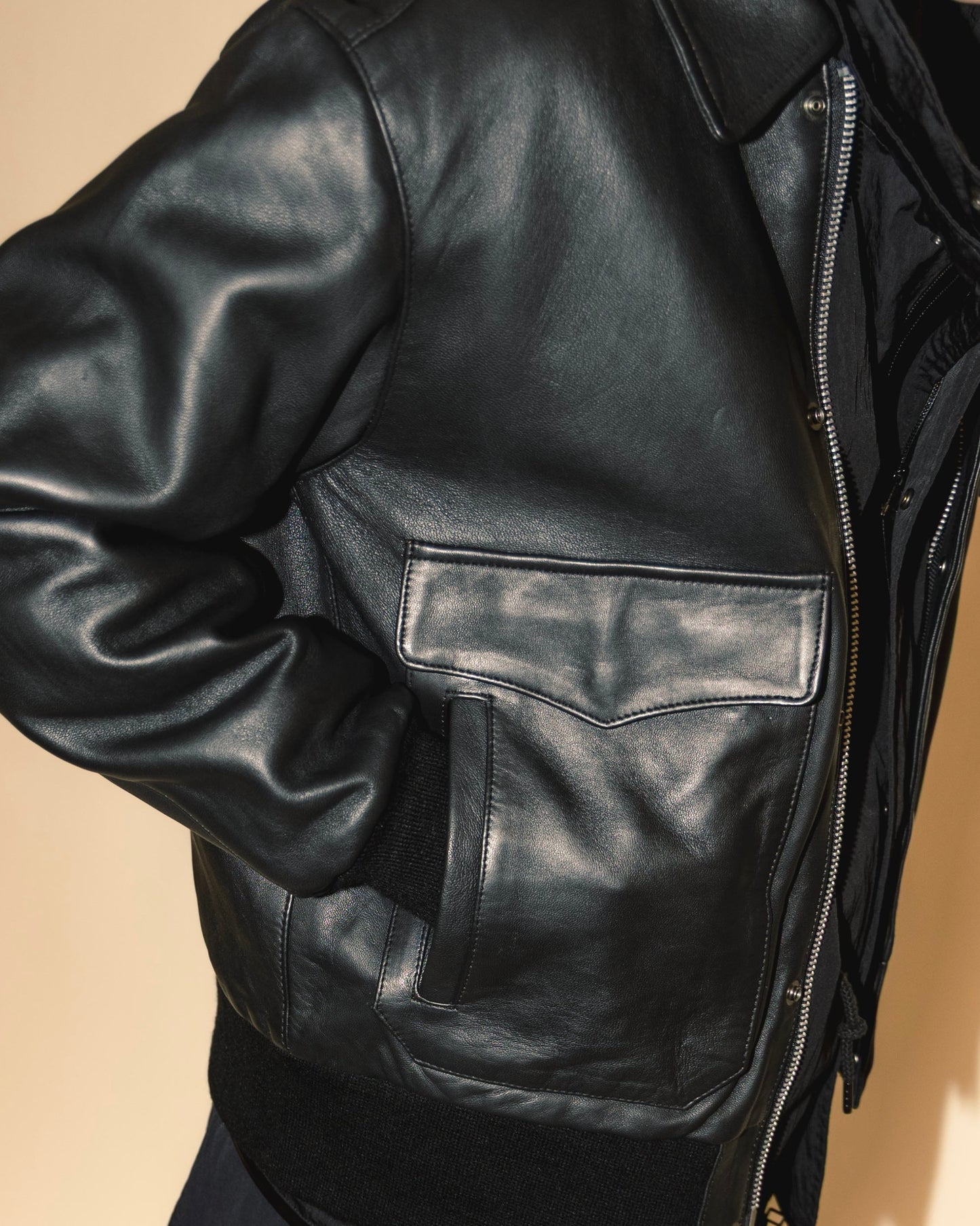 antique hair sheep leather light jacket