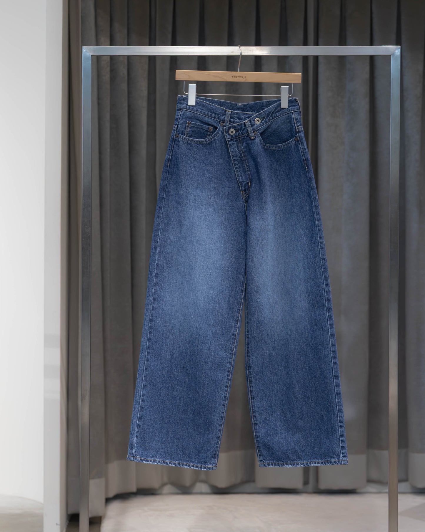 denim asymmetric pants