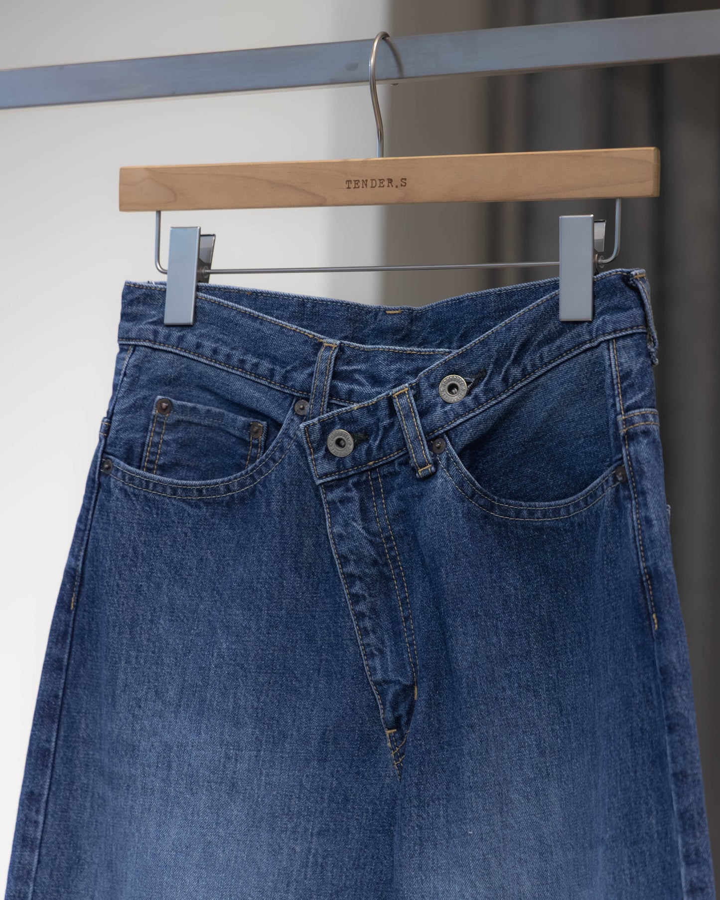 denim asymmetric pants