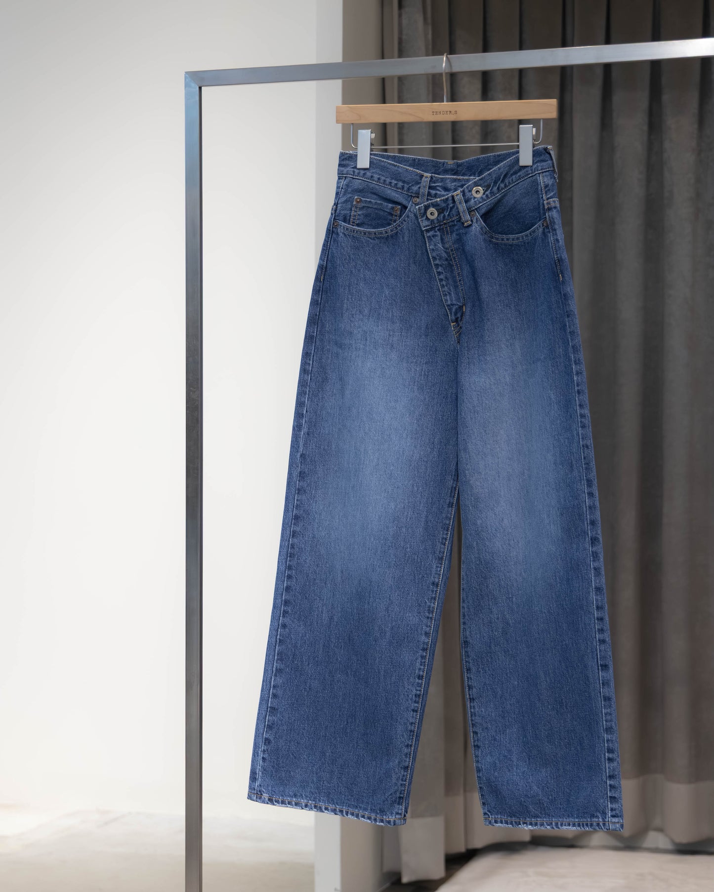 denim asymmetric pants