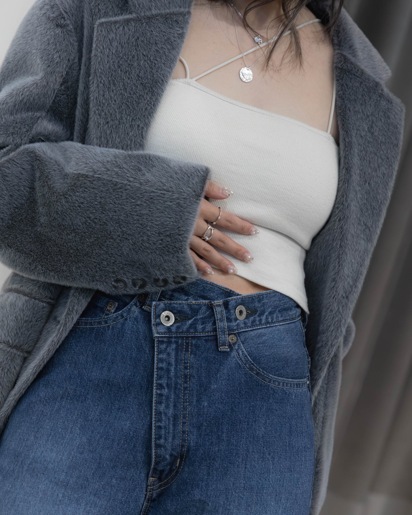 denim asymmetric pants