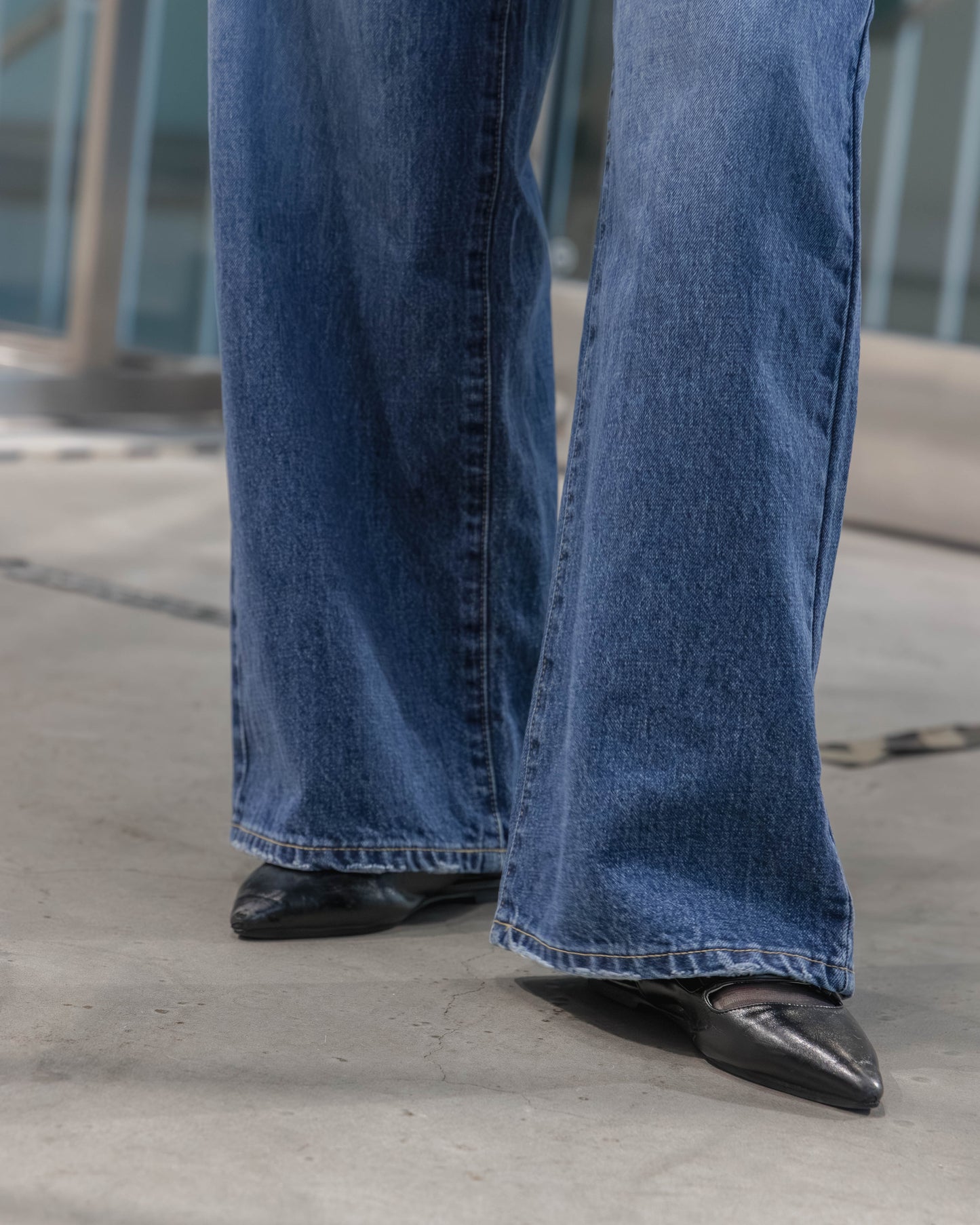 denim asymmetric pants