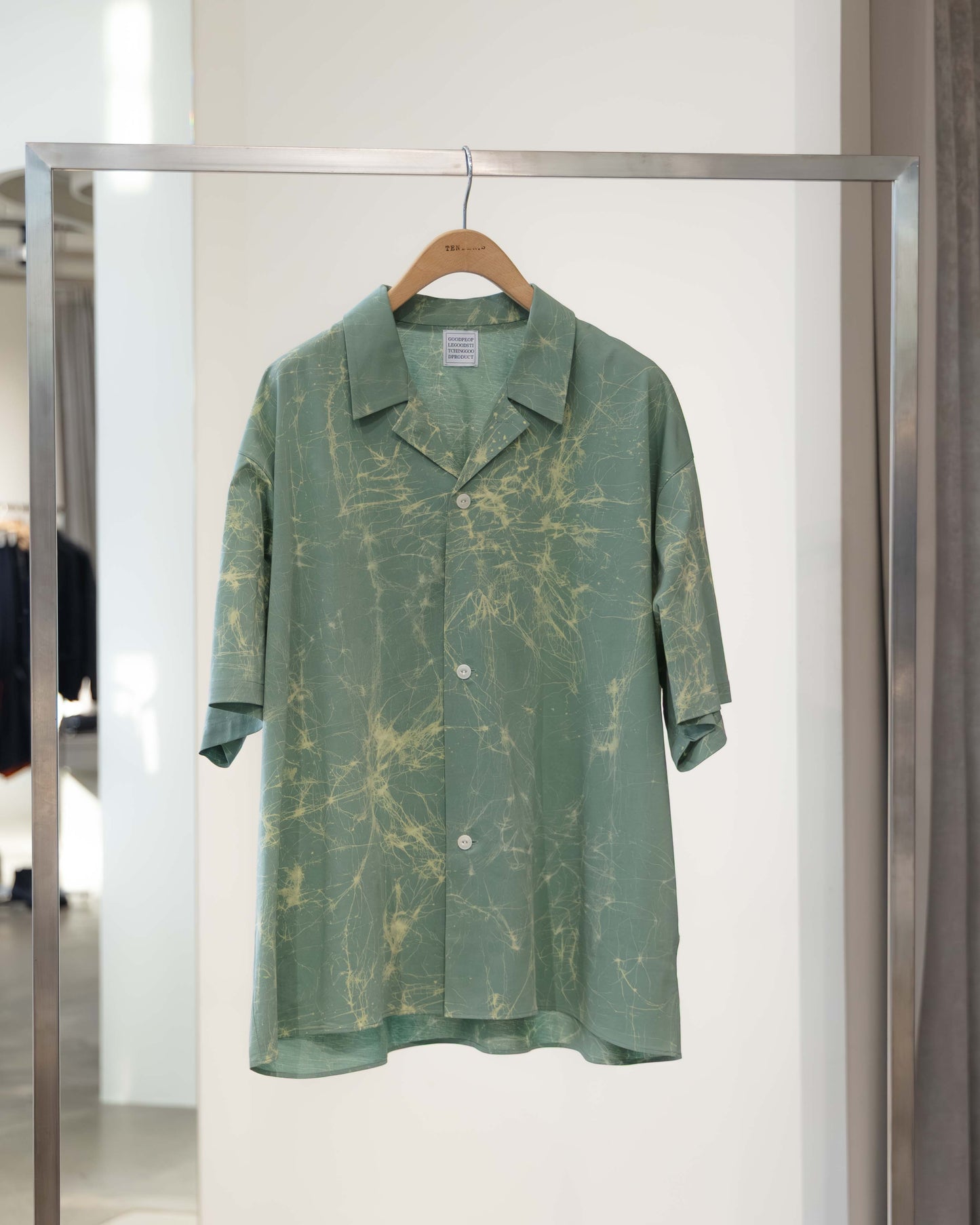 wax resist dye open collar half sleeve shirt