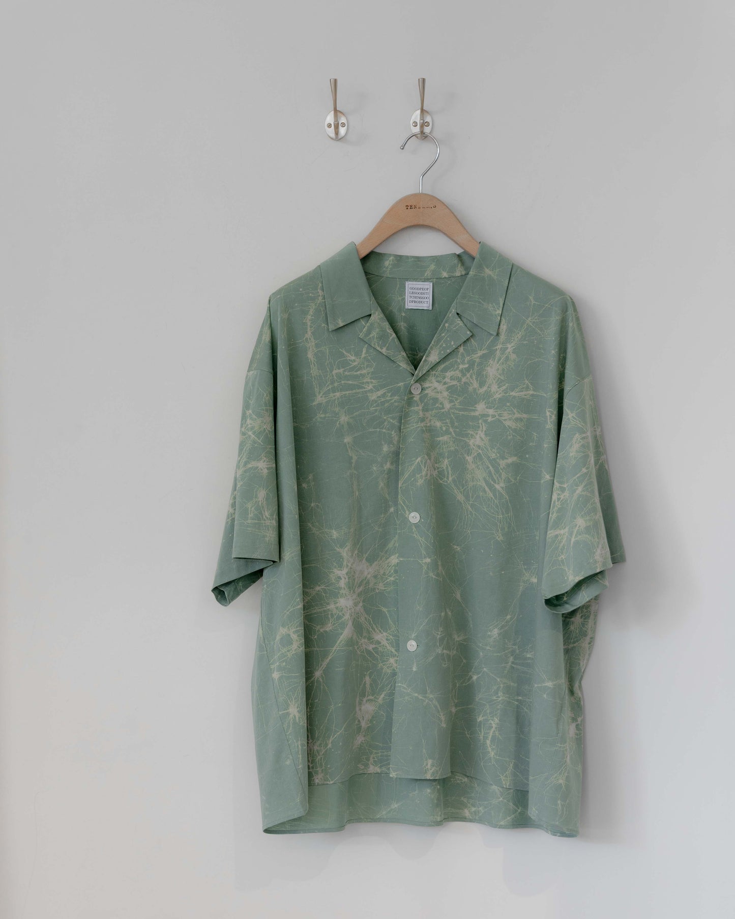 wax resist dye open collar half sleeve shirt